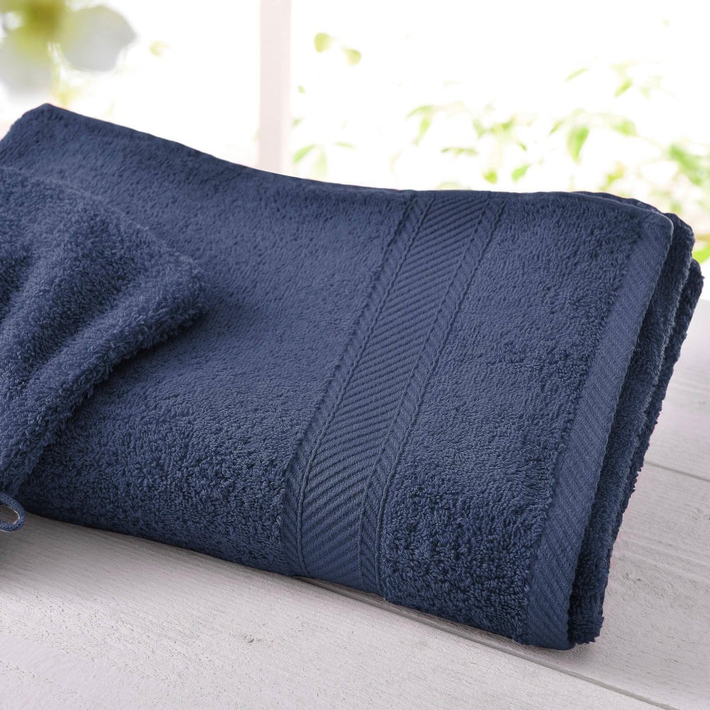 Drap de bain en coton bleu marine 70x140cm
