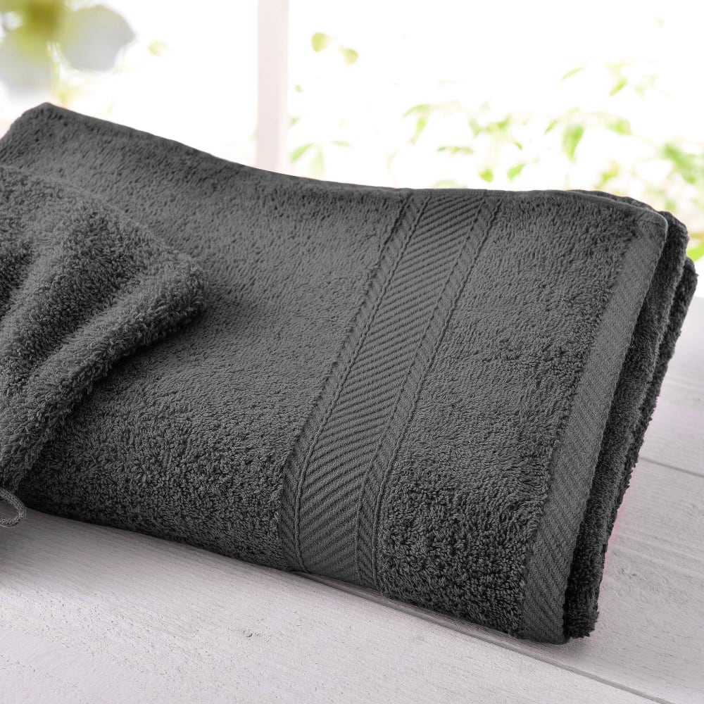 Drap de bain en coton gris foncé 100x150cm Drap de bain en coton gris foncé 100x150cm