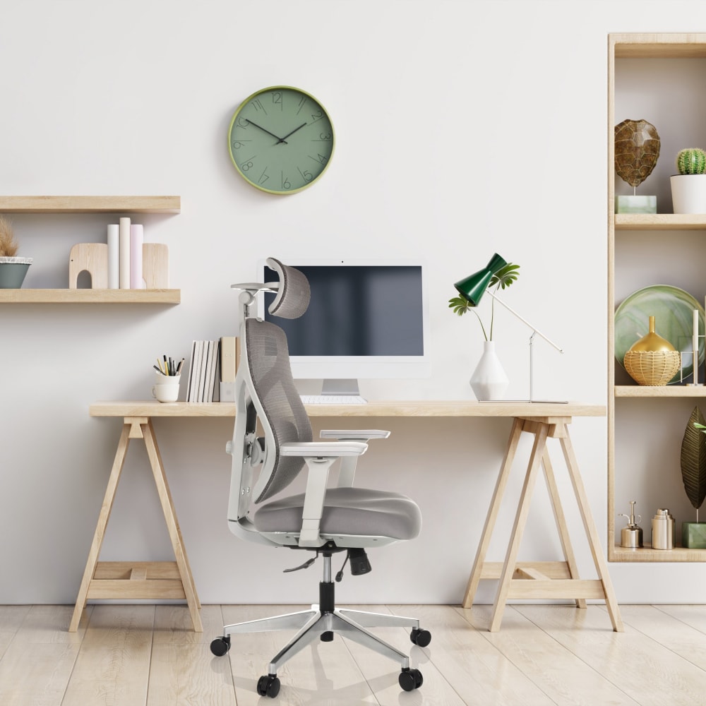High End Bürostuhl aus Stoff / Netzstoff, Grau - Maisons Du Monde