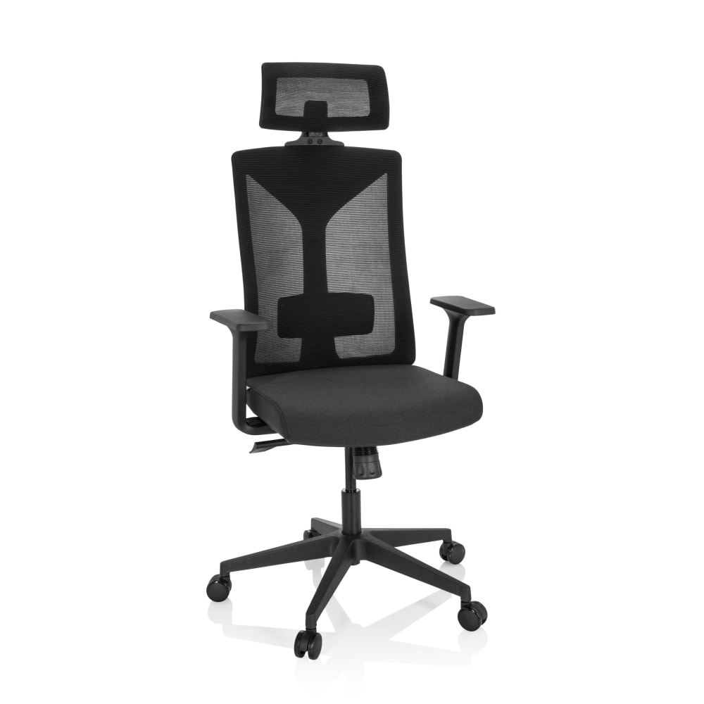 hjh OFFICE Profi Bürostuhl aus Stoff / Netzstoff, Schwarz Schwarz