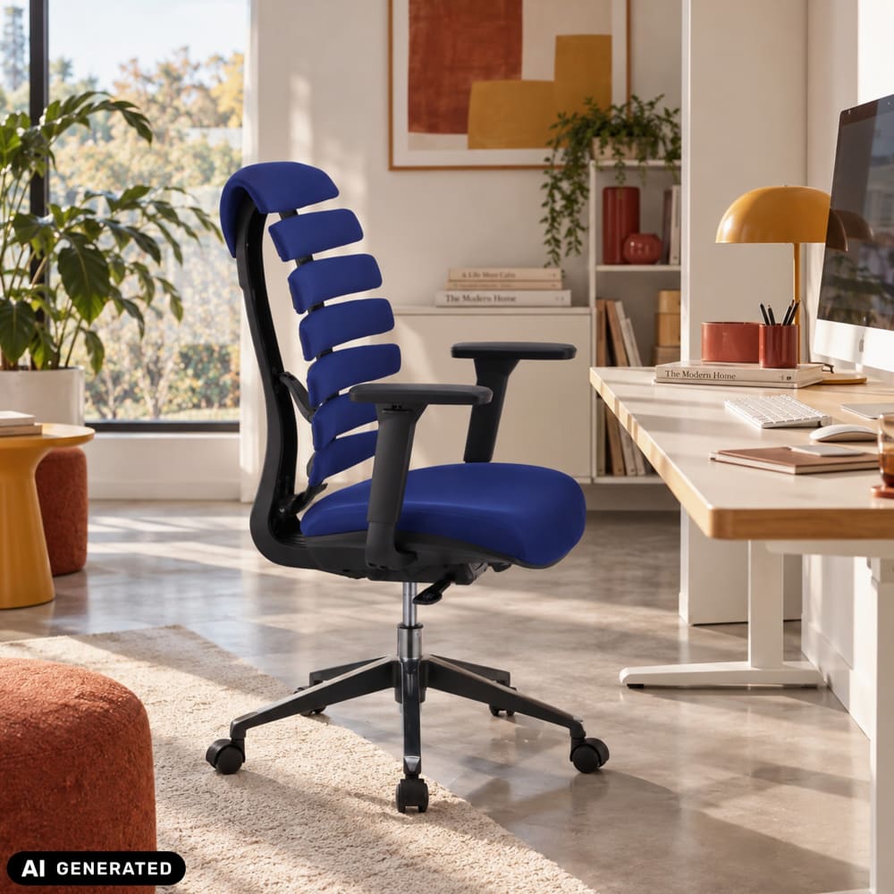 Profi Bürostuhl aus Stoff, Blau - Maisons Du Monde