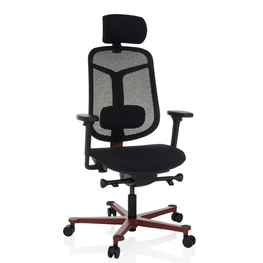 hjh OFFICE High End Bürostuhl aus Stoff / Netzstoff, Schwarz/Rot Schwarz