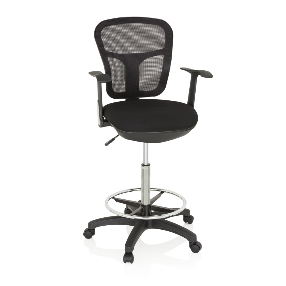 hjh OFFICE Counterstuhl aus Stoff / Netzstoff, Schwarz Schwarz