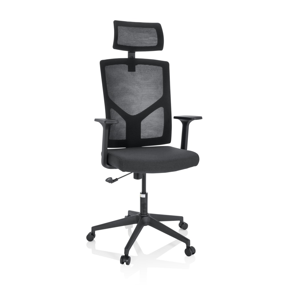 hjh OFFICE Home Office Bürostuhl aus Stoff / Netzstoff, Schwarz Schwarz