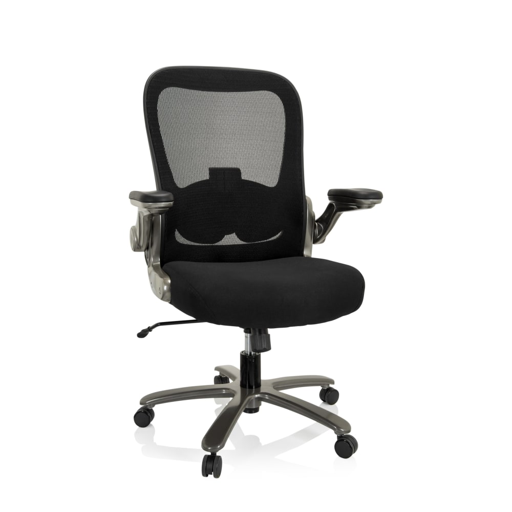 hjh OFFICE XXL Drehstuhl aus Stoff / Netzstoff, Schwarz Schwarz