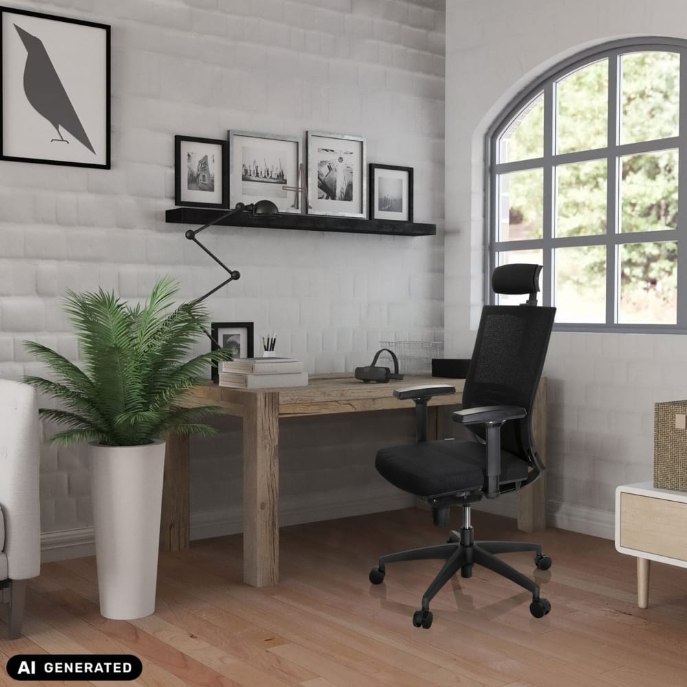 Profi Bürostuhl aus Stoff / Netzstoff, Schwarz - Maisons Du Monde