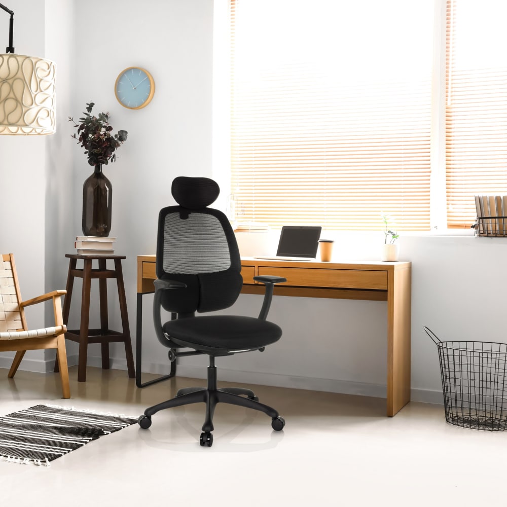 Profi Bürostuhl aus Stoff / Netzstoff, Schwarz - Maisons Du Monde