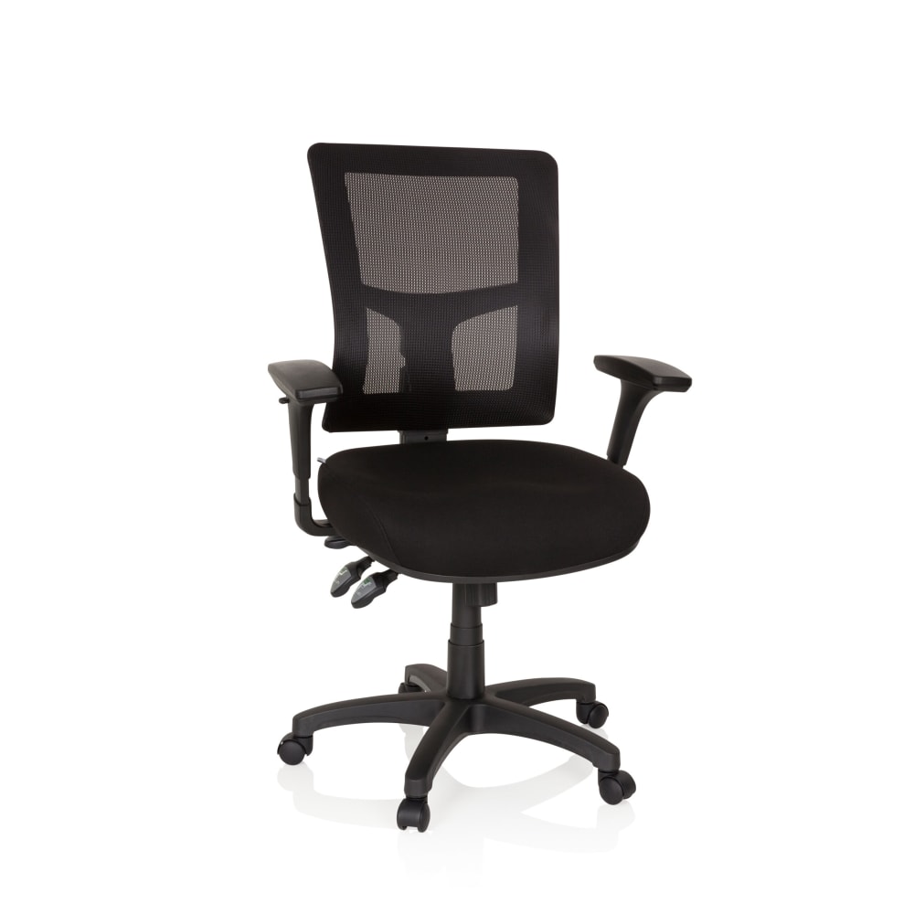 hjh OFFICE Profi Chefsessel aus Stoff / Netzstoff, Schwarz Schwarz
