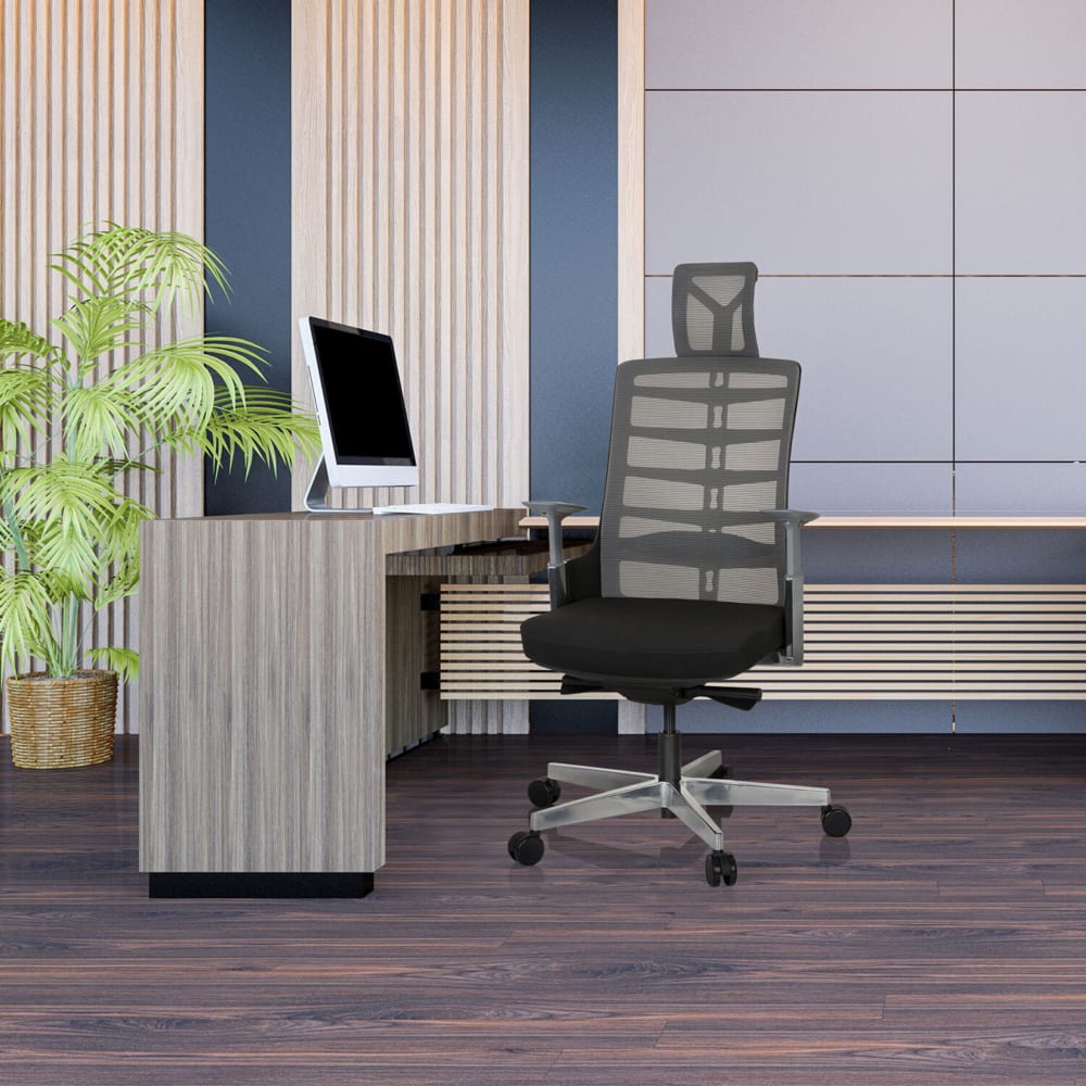 High End Bürostuhl aus Stoff / Netzstoff, Schwarz/Grau - Maisons