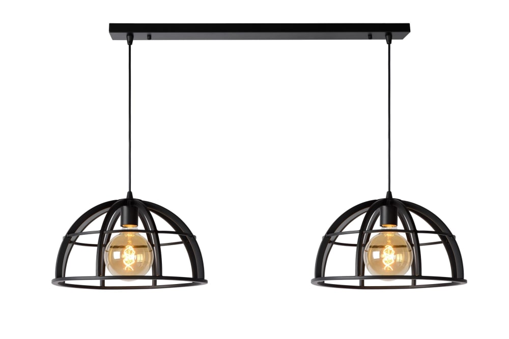 Suspension Led Dimmable 60 W 2xE27 Métal Noir - Lucide - DIKRA