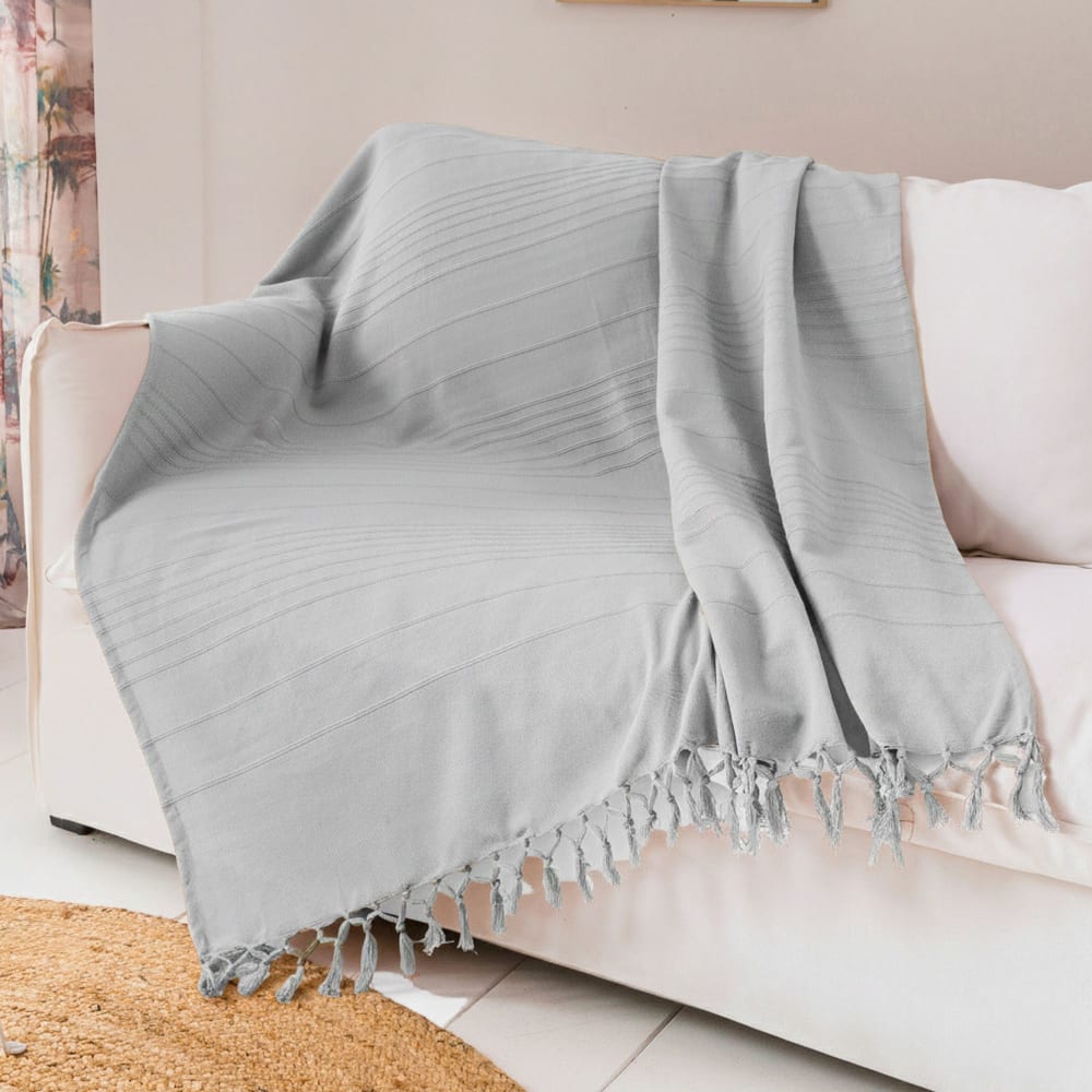 Housse de coussin en coton gris 40x40cm — vue 4