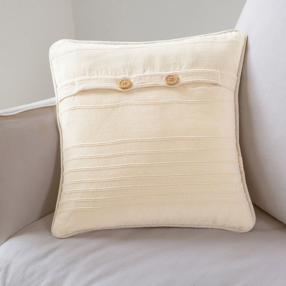Housse de coussin en coton blanc ivoire 40x40cm