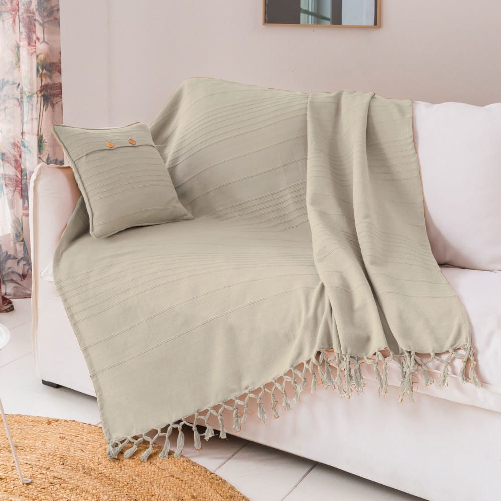 Housse de coussin en coton blanc ivoire 40x40cm — vue 4