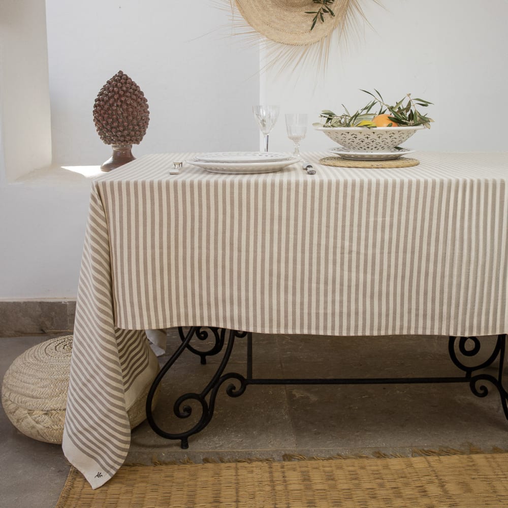 Nappe coton 180x350 taupe Nappe coton 180x350 taupe