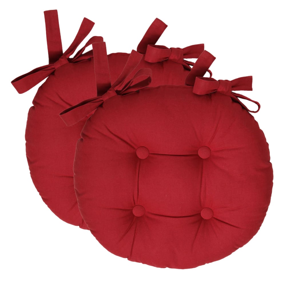 Lot de 2 galettes rond rouge cerise en coton