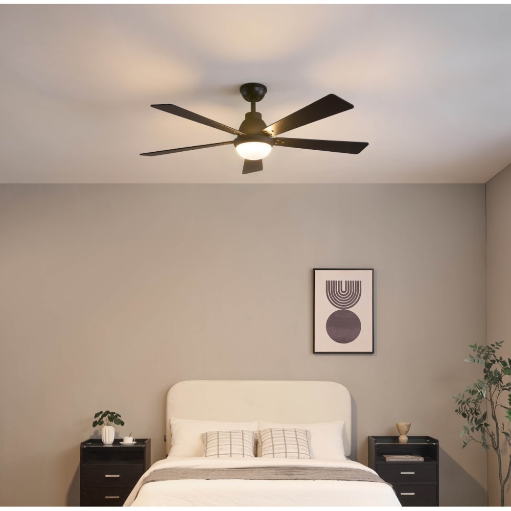 Ventilateur de plafond en verre Noir 132 cm