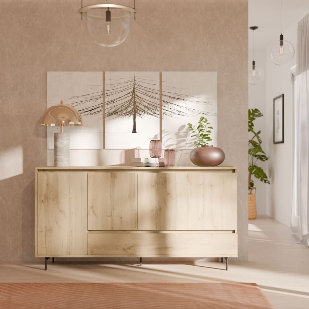 Buffet 4 portes effet chêne naturel - Maisons du Monde