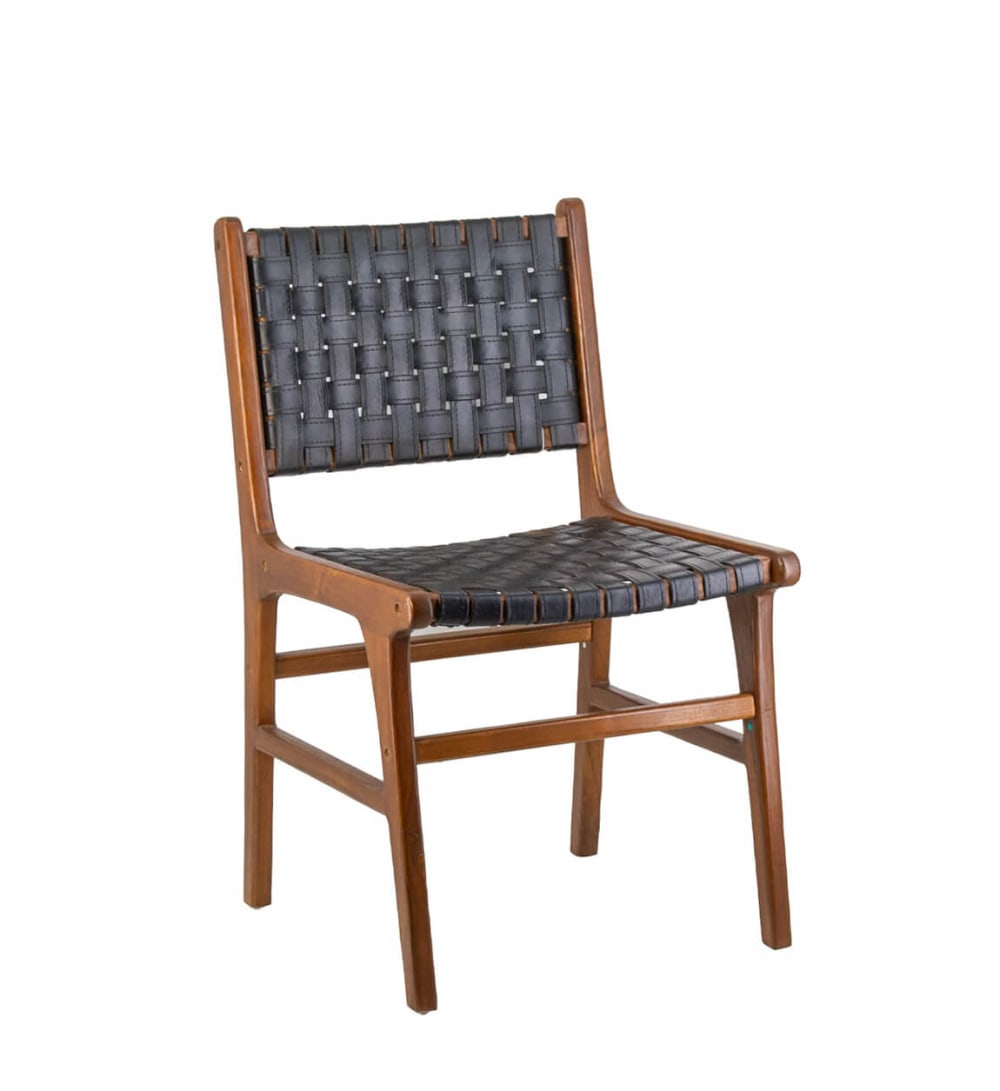 Chaise en teck et cuir