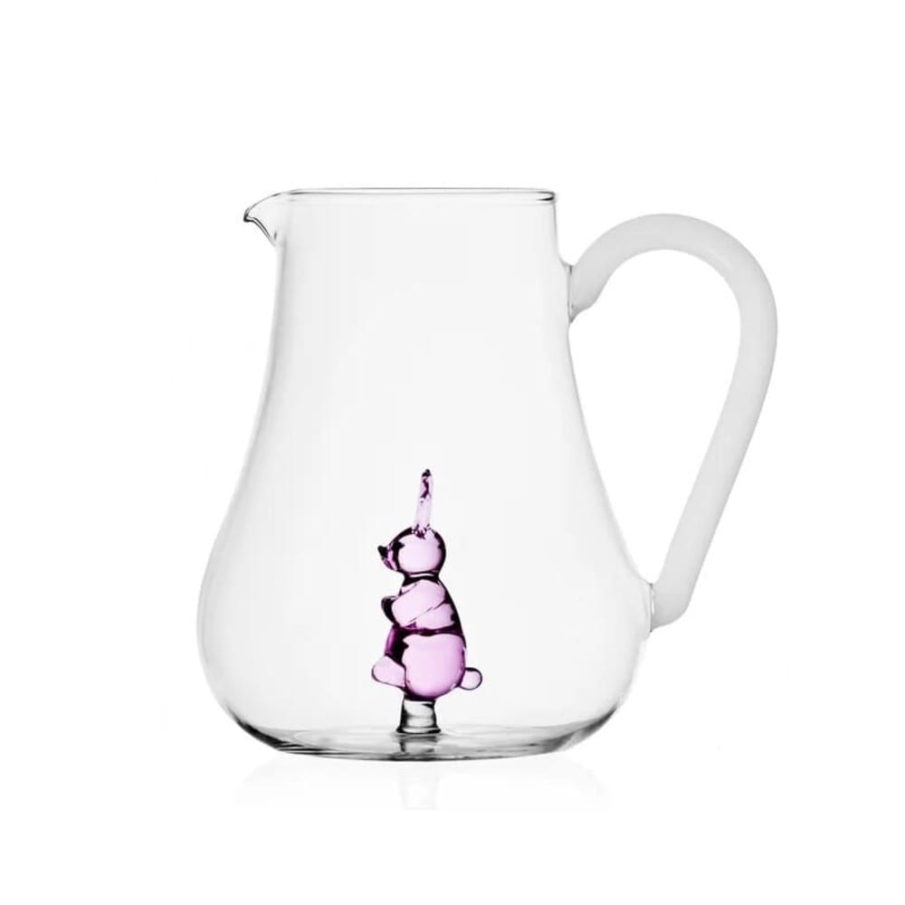 Ichendorf Krug aus Borosilikatglas, Hase, rosa, 1500 ml Transparent