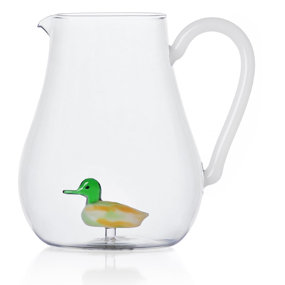 Ichendorf Krug aus Borosilikatglas, Ente, grün/gelb, 1500 ml Transparent