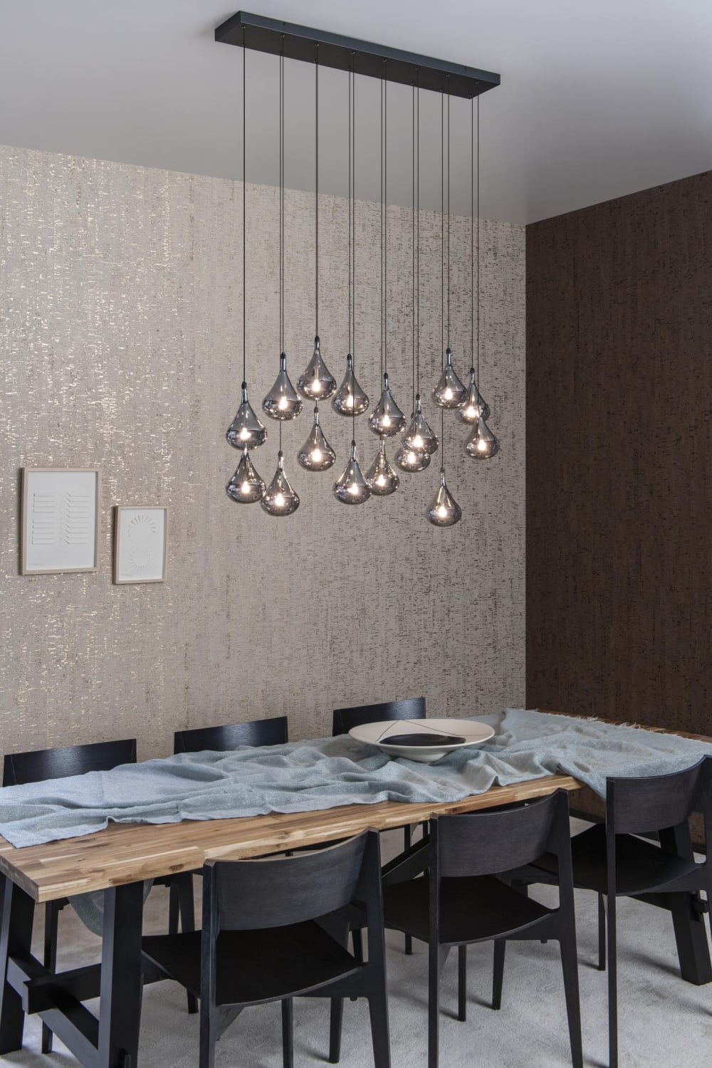 Suspension verre 16 lumières verre fumé — vue 3