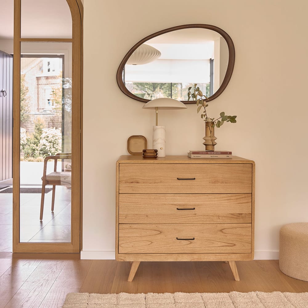 BERAH GETAH Buffet aus massivem Mindi 90 cm style modern Beige Holz