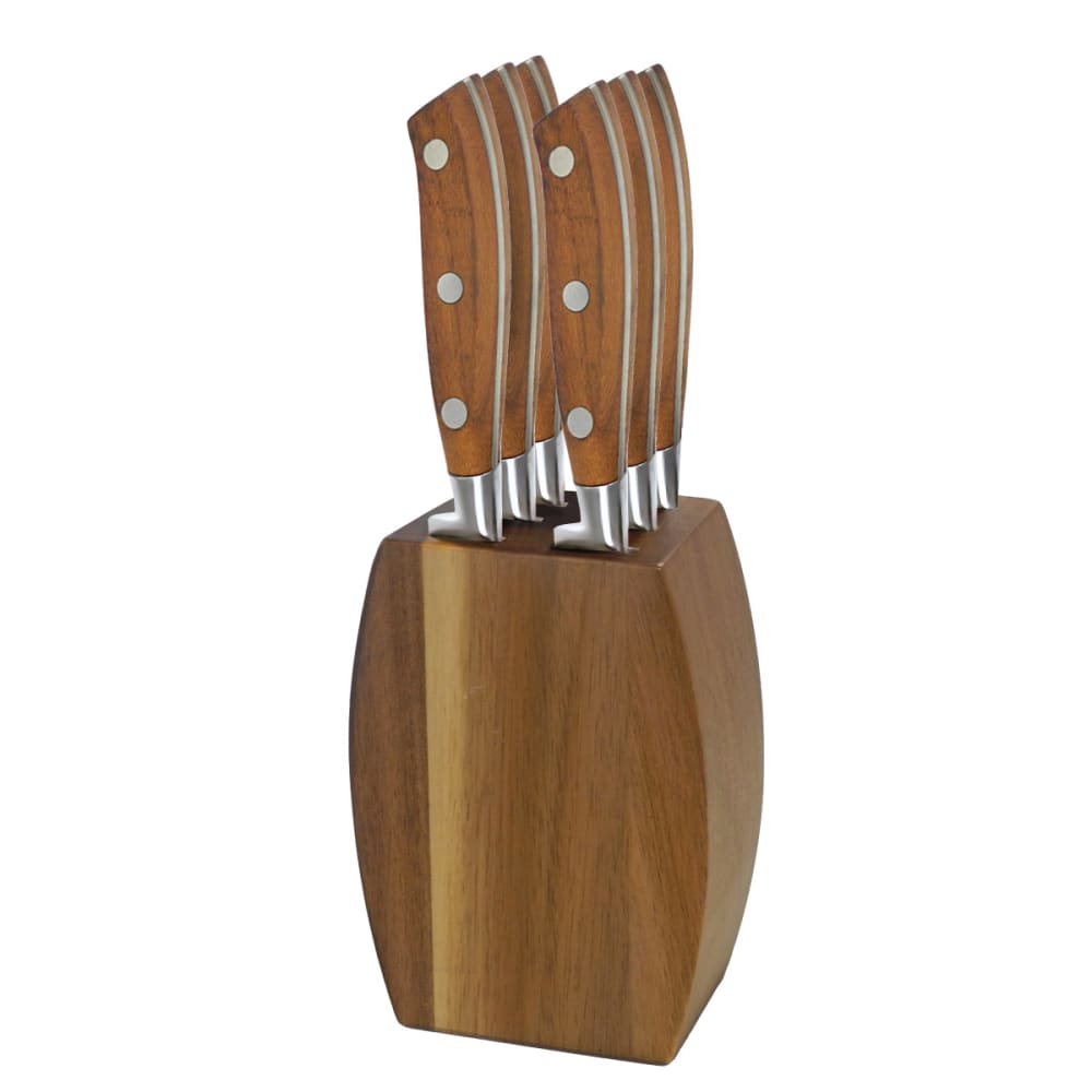 Block 6 Steakmesser aus Edelstahl MOV 5Cr15MoV, Holz - Maisons Du