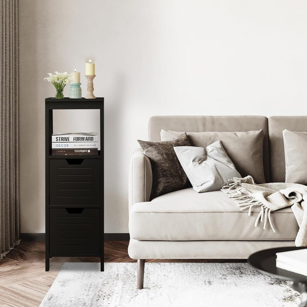 Meuble de salle de bains en bois noir