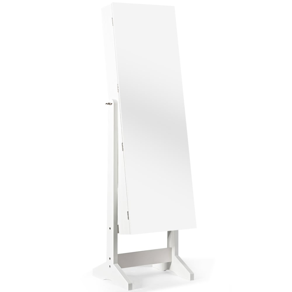 Armoire à bijoux de sol verrouillable 2 en 1 avec miroir inclinable