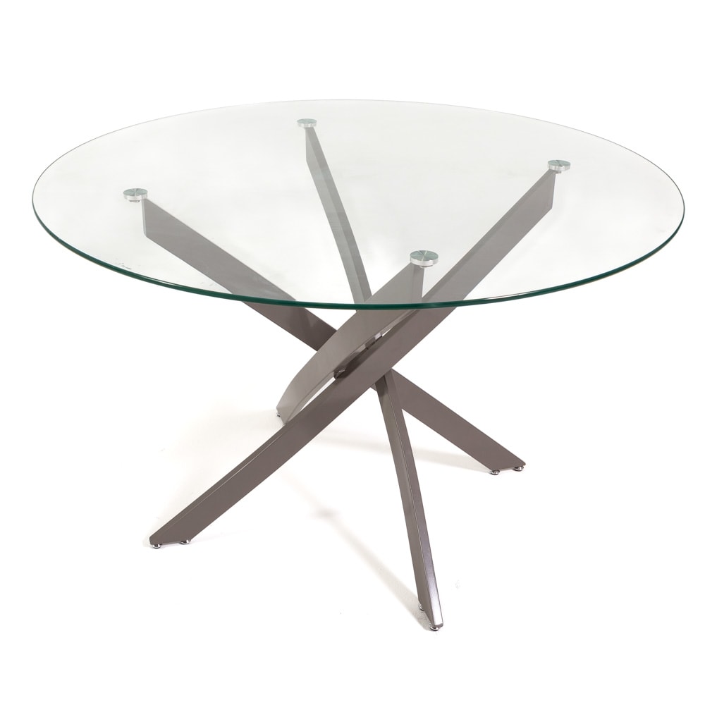 Innen-Tisch ⌀120cm Glasplatte transparent/taupe - Maisons Du