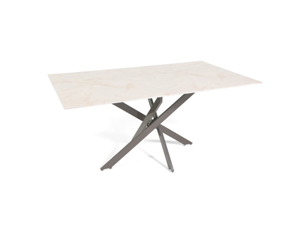 Innen-Tisch 160x90cm Glasplatte rosa Marmor/taupe - Maisons Du