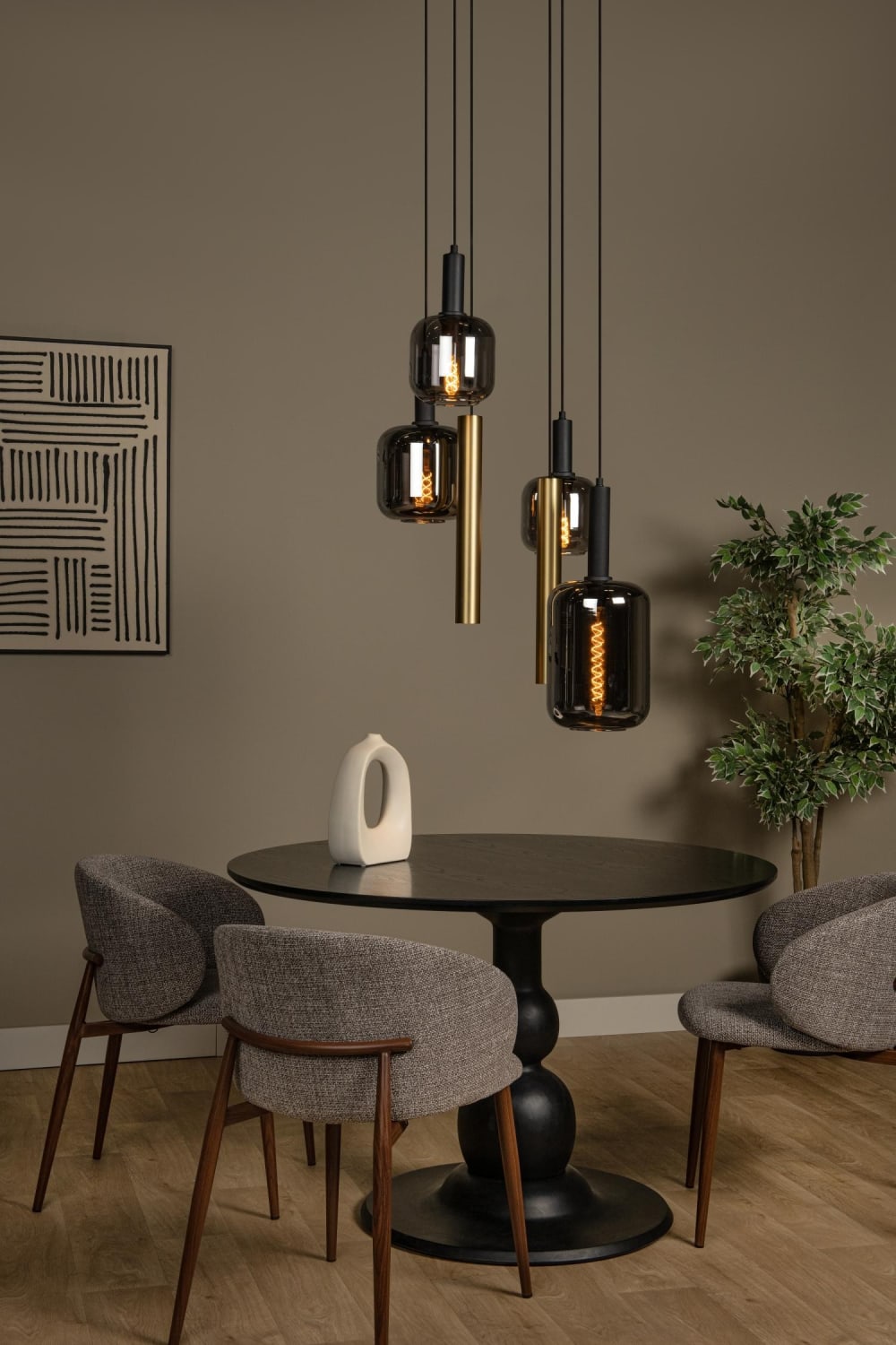 Suspension verre 4 lumières café — vue 3
