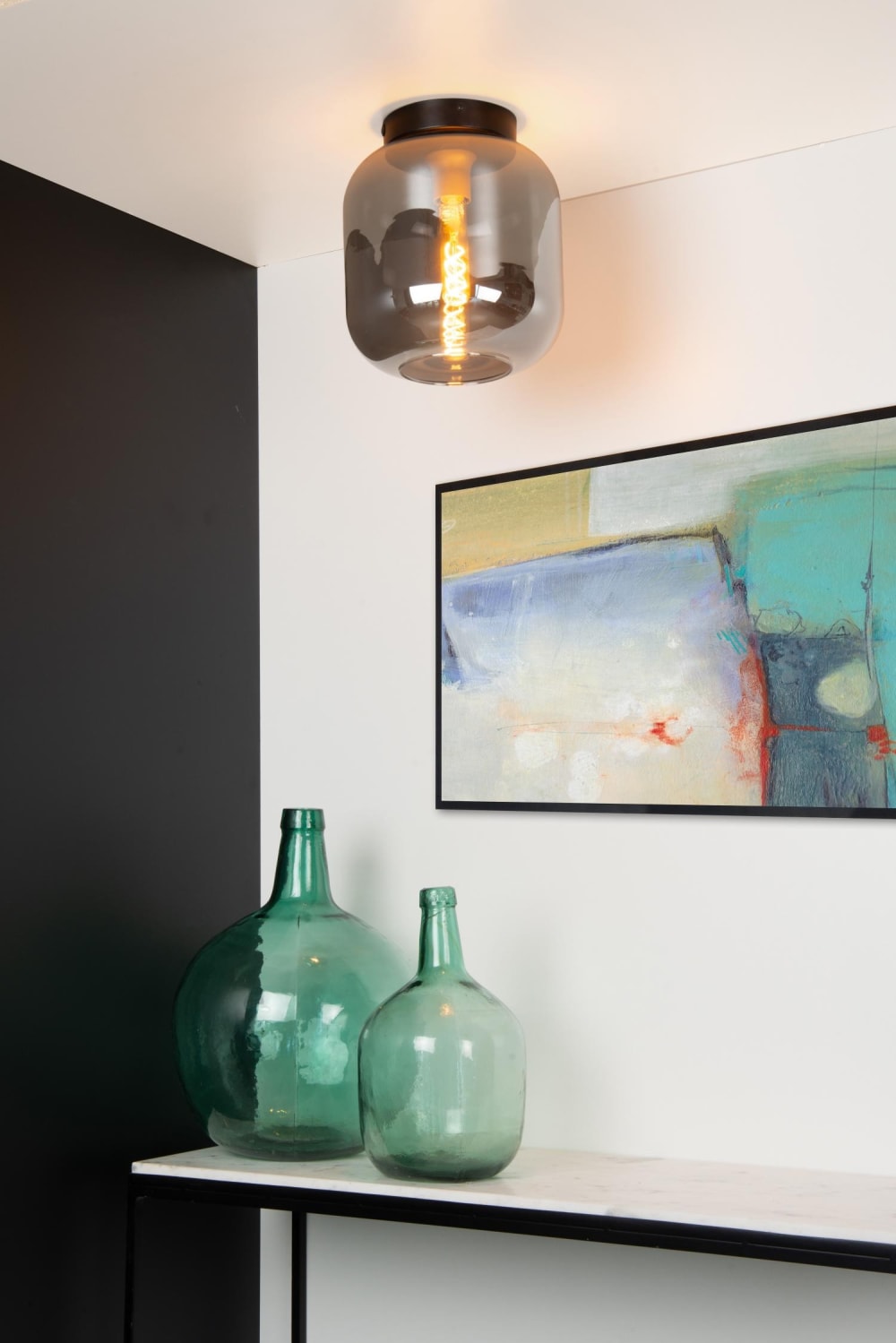 Plafonnier verre 1 lumière verre fumé — vue 3