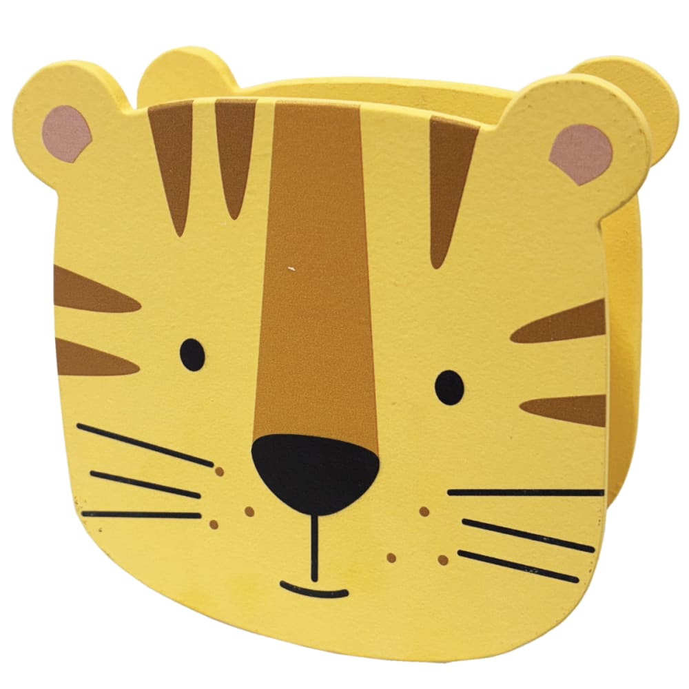 STC Tirelire pour enfant tête de tigre Orange Bois