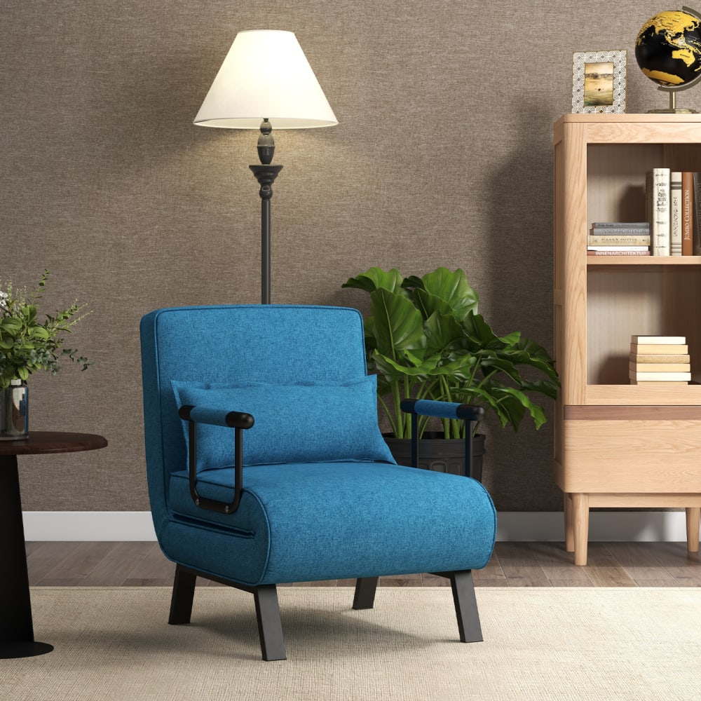 Fauteuil convertible lit avec dossier réglable en 6 positions  bleu