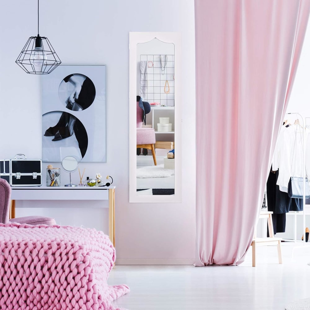 Armoire à bijoux mural miroir et lumiere led blanc 120 x 36,5 x 11,5cm - Maisons du Monde