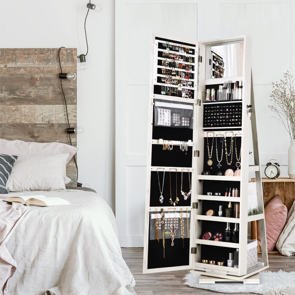 Armoire à bijoux pivotante en bois et en fer avec miroir - Maisons du Monde