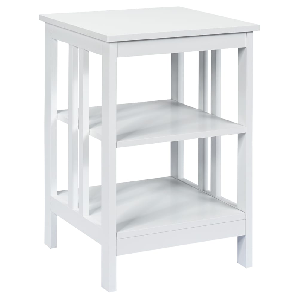 Table de chevet avec 3 etageres style moderne blanc 40x40x61cm