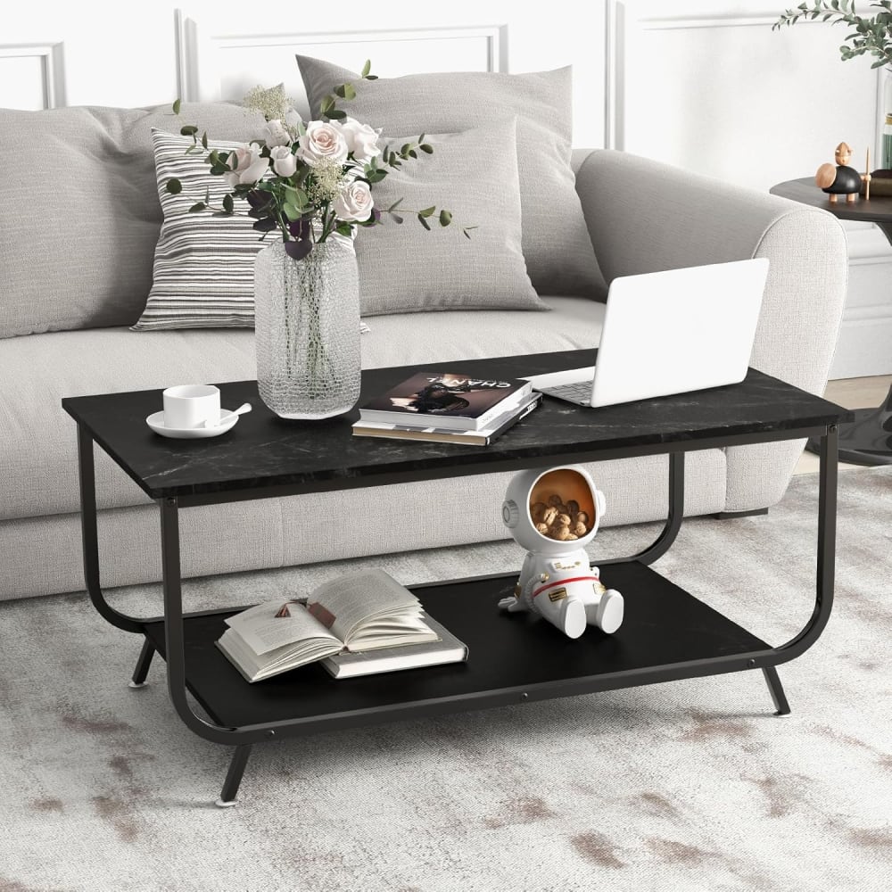 Table basse salon avec plateau spacieux  noir 105x55x46,5cm