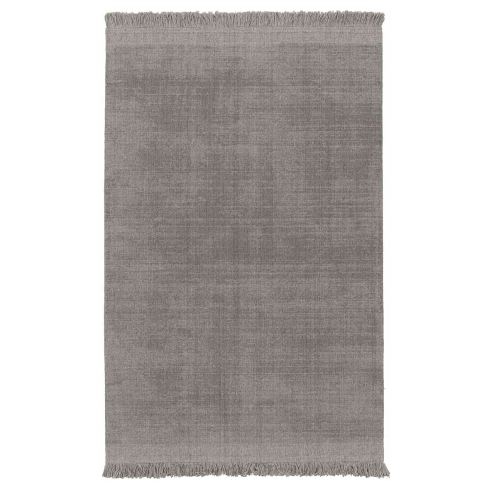 AFK Living Tapis design doux en laine et coton fait main gris foncé 200 x 290 cm style classique chic