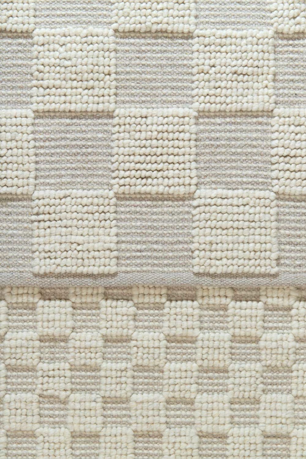 Tapis en laine et coton a carreaux fait main doux beige 120 x 170 cm — vue 4