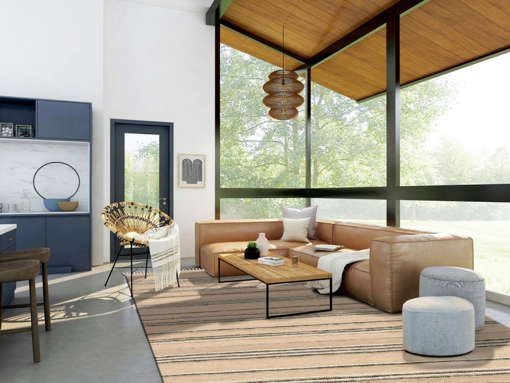 Tapis rayé fait main en matières naturelles beige 160 x 230 cm