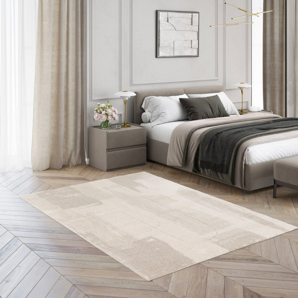 AFK Living Teppich Design extrem weich 160 x 230 cm style modern Beige Öko-Tex Zertifikat Pes - Polyester