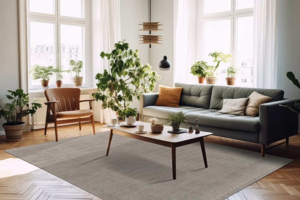 Tapis design doux en laine et coton fait main gris 120 x 170 cm — vue 3