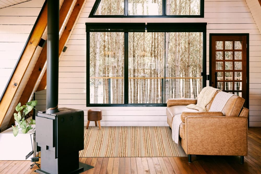 Tapis rayé fait main en matières naturelles rose 120 x 170 cm