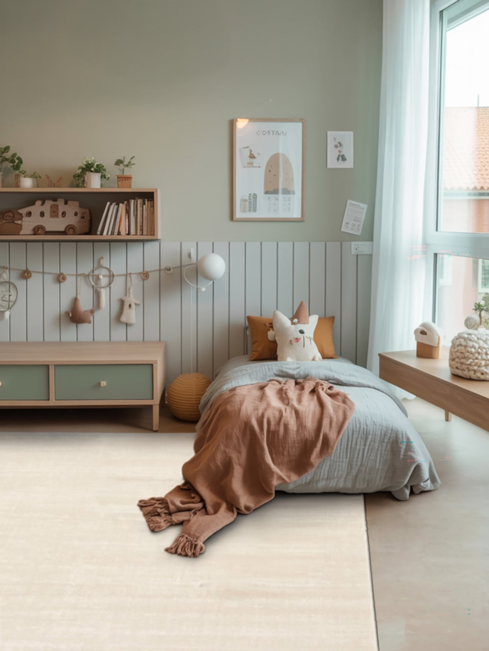 Tapis design a poil ras facile d'entretien beige 80 x 150 cm — vue 4