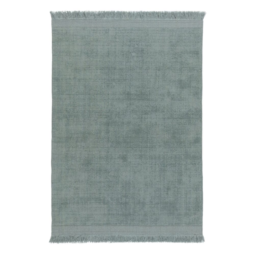 Tapis design doux en laine et coton fait main vert 200 x 290 cm - Maisons du Monde