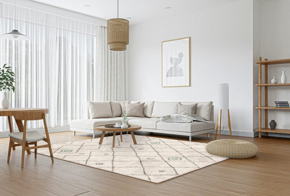 Tapis shaggy épais et confortable style ethnique beige 200 x 290 cm — vue 3