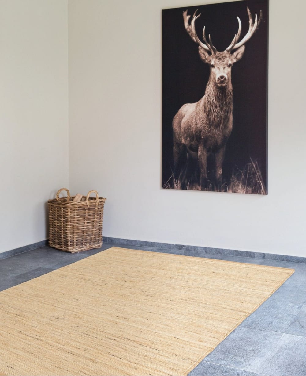 Tapis design fait main en jute beige 120 x 170 cm — vue 3