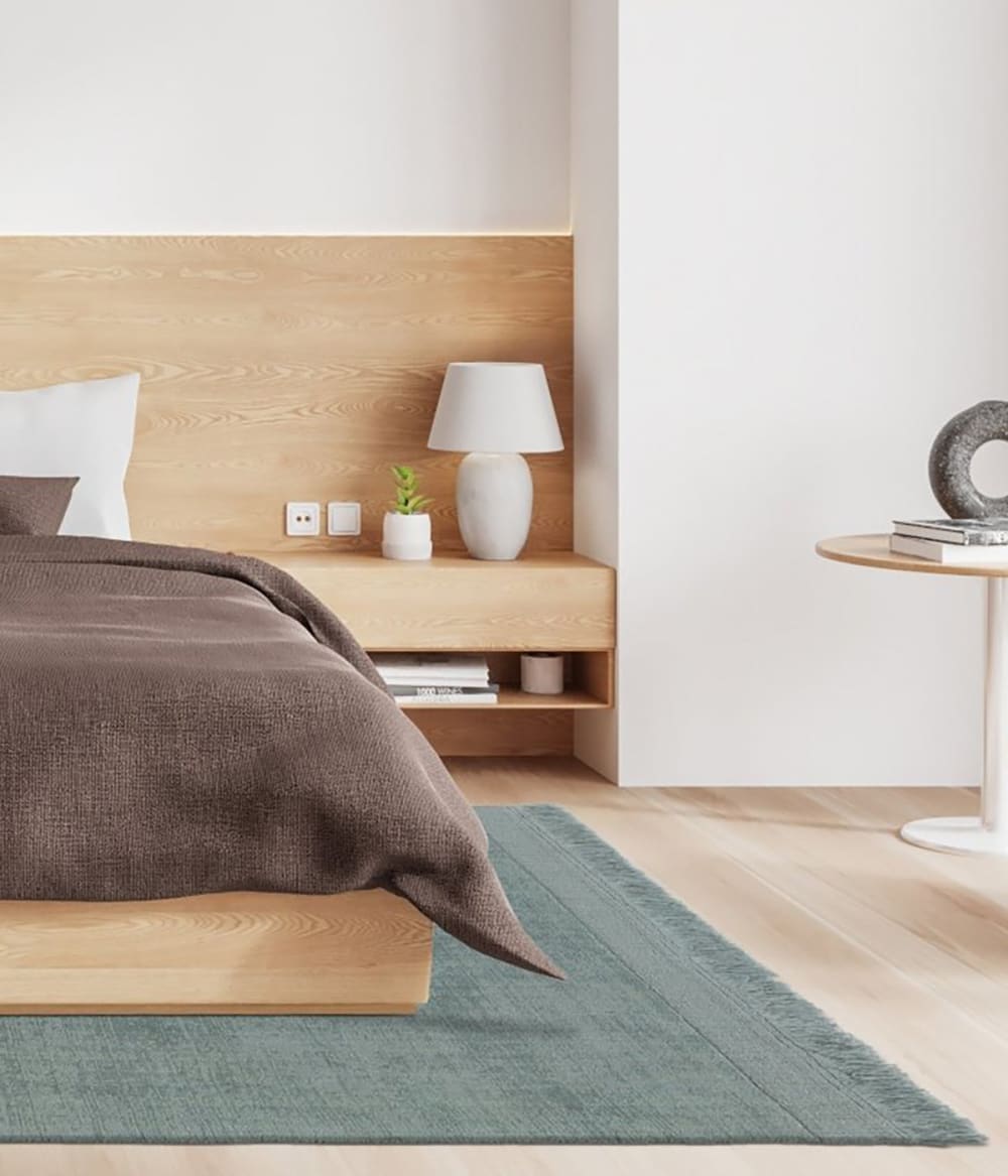 Tapis design doux en laine et coton fait main vert 160 x 230 cm — vue 3